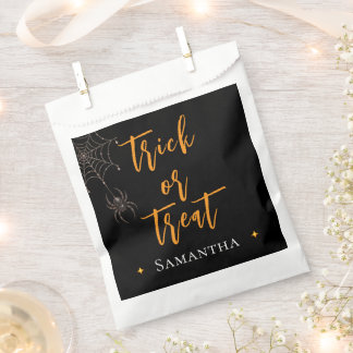 Sacolinha Trick or Treat Teia de Aranha Nome Personalizado -