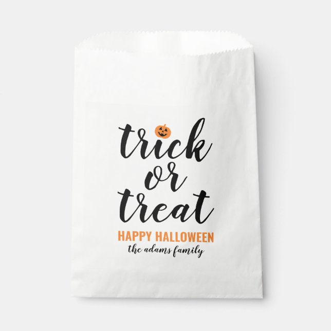 Sacolinha Trick ou Tratar Halloween Personalizado de Script  (Frente)