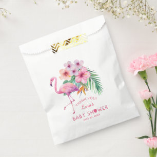 Sacolinha Tropical Flamingo Chá de fraldas Favor Bag