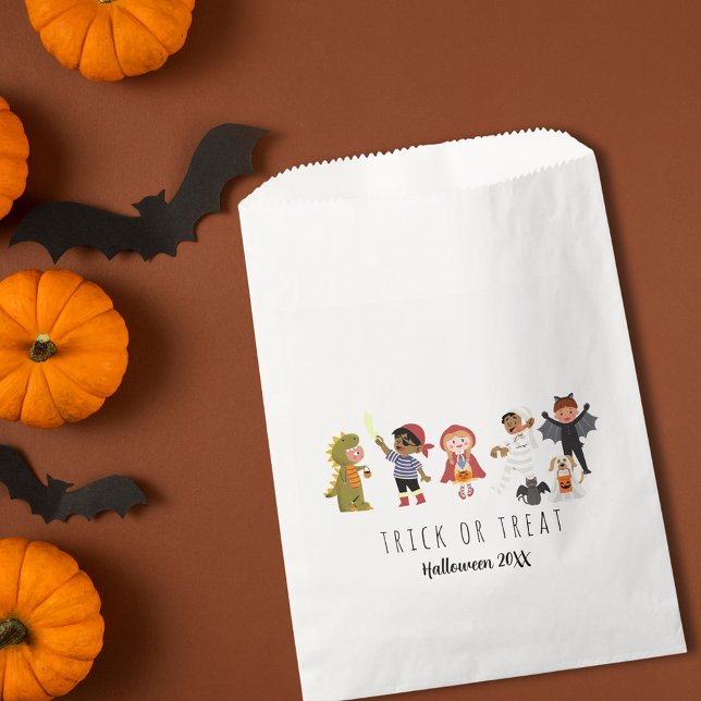 Sacolinha Truque de Figuras Bonitas ou Tratar Bolsas de Favo (Cute Kids Costume Trick or Treat Halloween Favor Bag)
