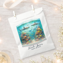 Tubarao & Peixe Aquático Aquarela Aquário Casament