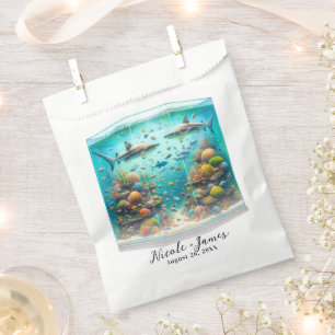 Sacolinha Tubarao & Peixe Aquático Aquarela Aquário Casament