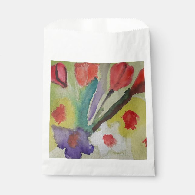 Sacolinha Tulipas de abstrato e Flores de Mola (Frente)