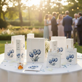 Sacolinha Tulipas em Delft Blue personalizáveis