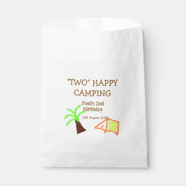 Sacolinha Two happy camping 2nd birthday tree camp kids (Frente)