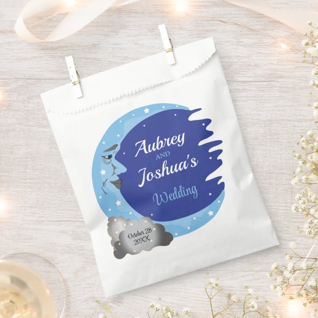 Sacolinha Two Tone Azul Sobre a Lua Casamento Personalizado (Cortado)