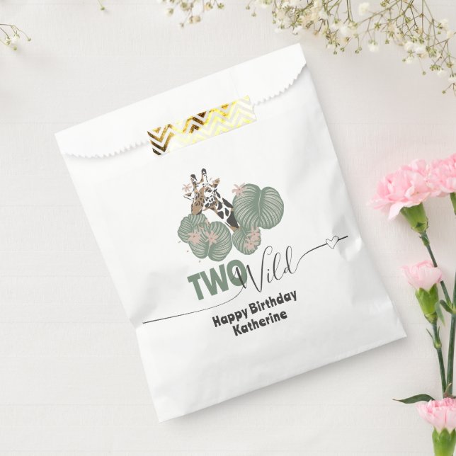 Sacolinha Two Wild Tropical Giraffe Animal Birthday Party  (Selado)