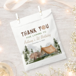 Sacolinha Um Feliz Camper Bear Forest Obrigado Aniversário