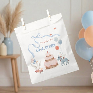 Sacolinha Um Ganso Tolo Primeiro Aniversário Aquarela Animai
