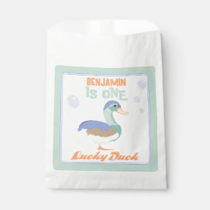 Sacolinha Um Pato Sortudo e Bolhas Primeiro Pastel de Aniver