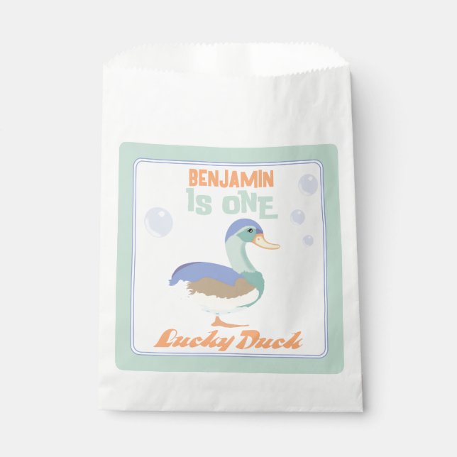 Sacolinha Um Pato Sortudo e Bolhas Primeiro Pastel de Aniver (Frente)