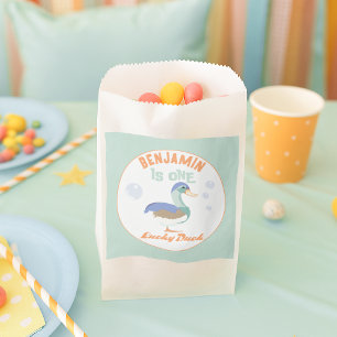 Sacolinha Um Pato Sortudo e Bolhas Primeiro Pastel de Aniver