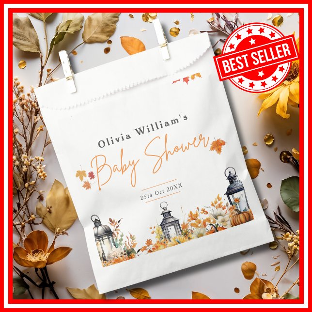 Sacolinha Um Pequeno Chá de fraldas de outono de Abóbora (A Little Pumpkin is on the Way Fall Autumn Floral Baby Shower Favor Bags)