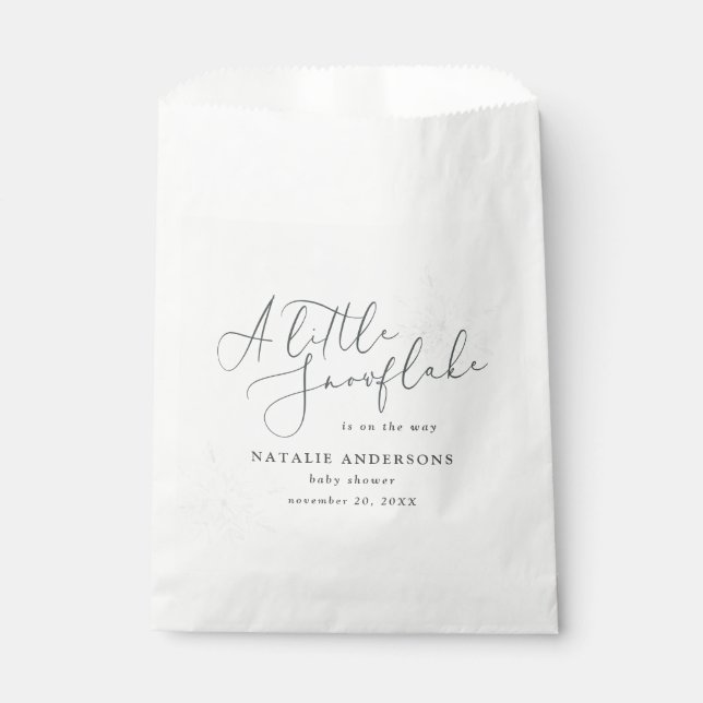 Sacolinha Um pequeno floco de neve, favor do chá de fraldas  (Frente)