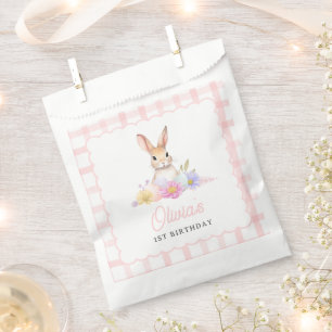 Sacolinha Um primeiro aniversario de Gingham, Primavera cor-