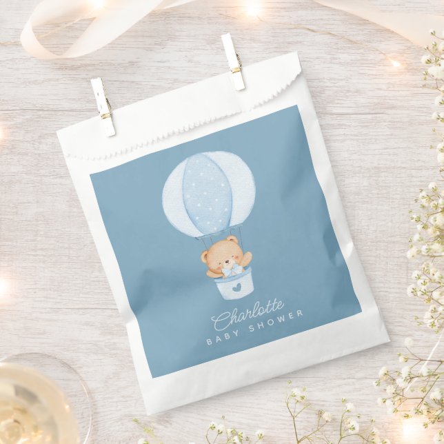 Sacolinha Ursa de pelúcia simples balão azul (Cortado)