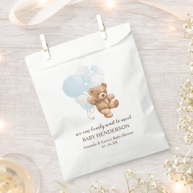 Sacolinha Ursa Esperar Urso de Pelúcia Azul Empoeirado (Cortado)