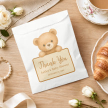 Ursa Teddy Marrom Fofa Escrita Obrigado Chá de Beb