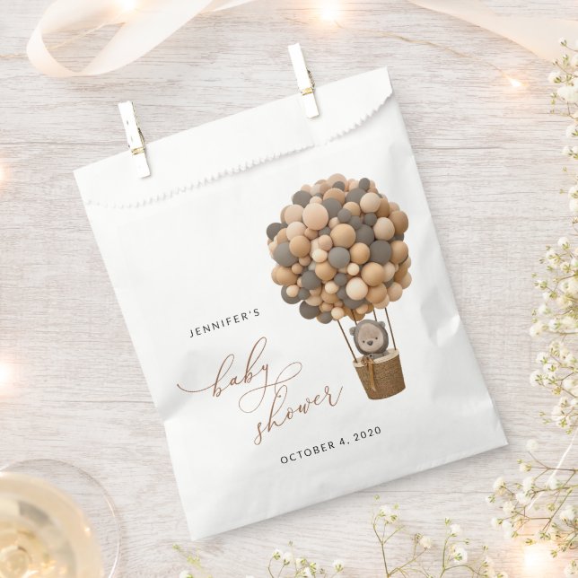 Sacolinha Urso, Balões Marrons, Balão de Ar Quente, Chá de f (Cortado)