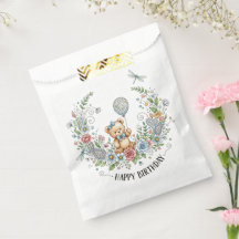 urso de aniversário floral boho