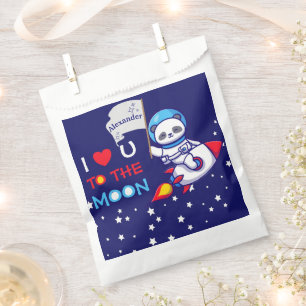 Sacolinha Urso De Panda Bonito Em Naves De Foguete Personali