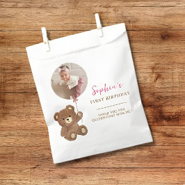 Sacolinha Urso de Pelúcia Rosa Personalizado para Foto de Pr