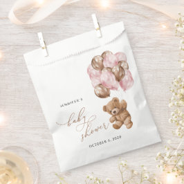 Sacolinha Urso De Teddy, Urso De Bebê, Balões Rosa, Chá de f