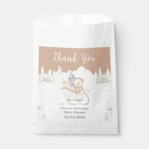 Sacolinha Urso Marrom de Inverno Trenó Baby Shower Agradecim