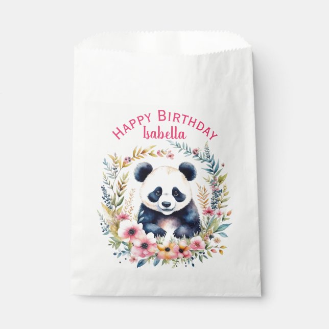 Sacolinha Urso Panda no Aniversário da Garota Flores Persona (Frente)