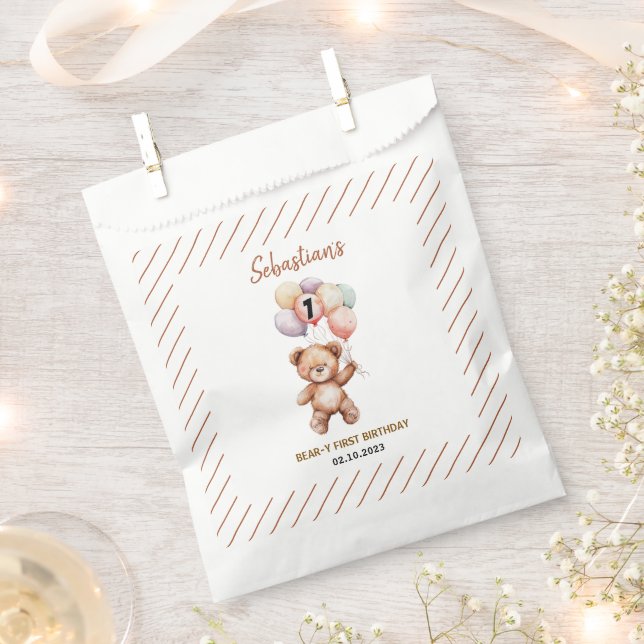 Sacolinha Urso Teddy Fofo 1º Aniversário | Urso Doce  (Cortado)