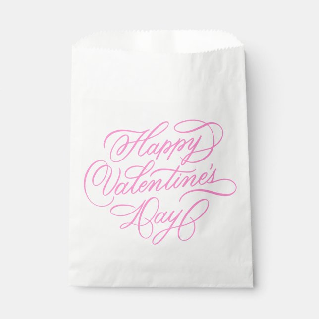 Sacolinha Valentines Day Elegant Pink Calligraphy  (Frente)