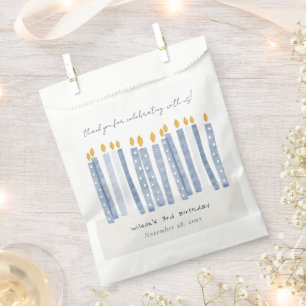 Sacolinha Velas de Aniversário de Cor Azul de Pastel Suave e