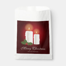 Sacolinha Velas de Natal Branco Em Vermelho Com Texto Person