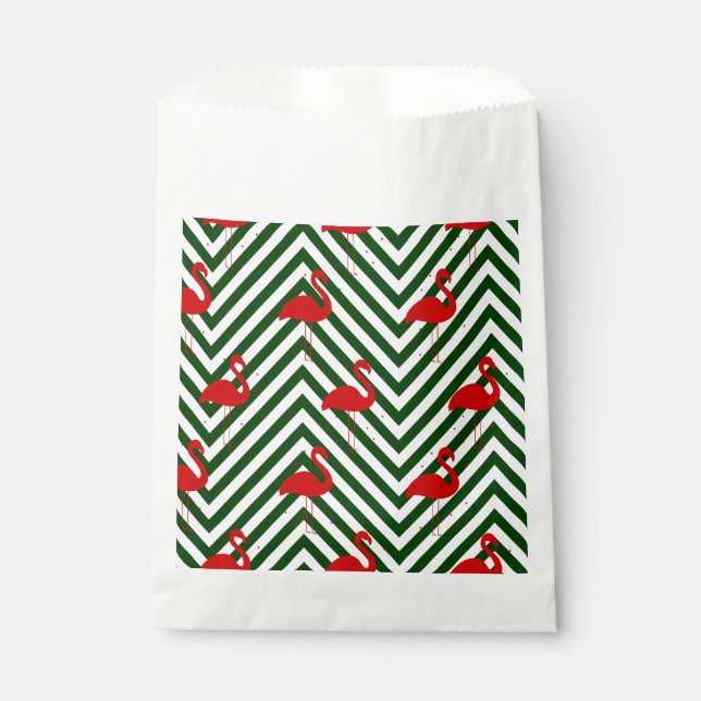 Sacolinha verde christmas flamingo chevron (Frente)