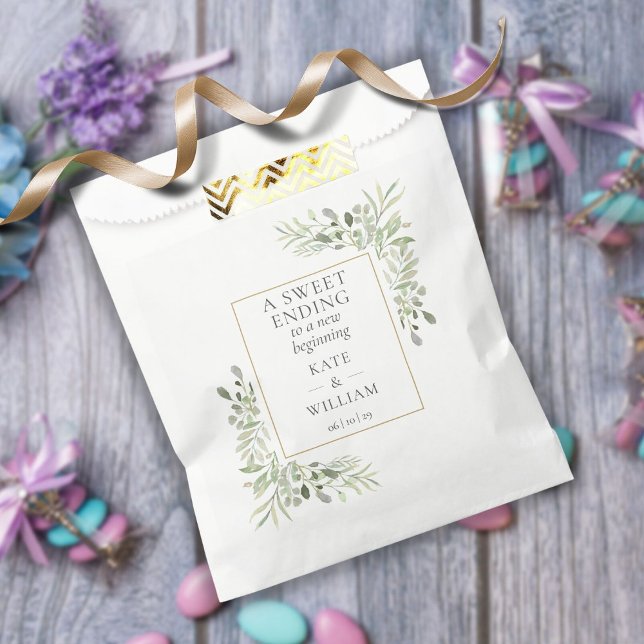 Sacolinha Verde Doce Fim Novo Começo Casamento (Greenery Sweet Ending New Beginning Wedding Favor Bag)