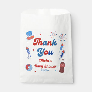 Sacolinha Vermelho, Branco e Devido Chuveiro de Bebê Obrigad