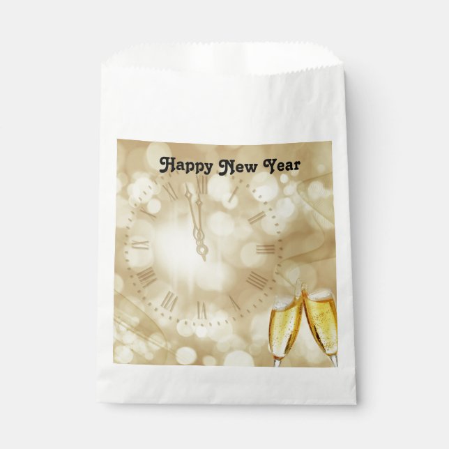 Sacolinha Véspera de Ano Novo com óculos de champanhe Favore (Frente)