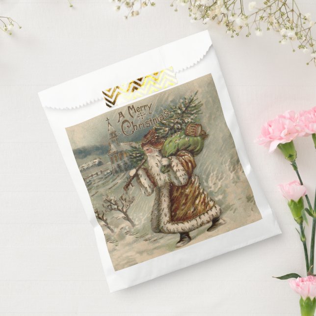 Sacolinha Victorian Santa Claus With Christmas Tree (Selado)