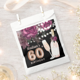 Sacolinha Vinho Rosa personalizado de 60º aniversário do lux