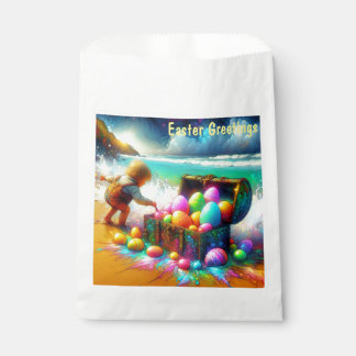 Sacolinha VINTAGE Boy Egg Treasure Chest Beach ~ Favor Bolsa