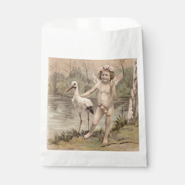 Sacolinha Vintage Cherub com Stork pelo Lago (Frente)