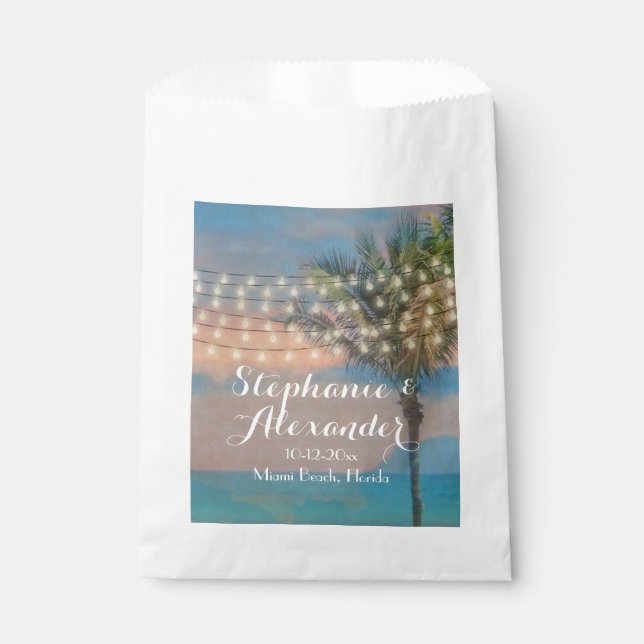 Sacolinha Vintage String Lights Sunset Beach Weding (Frente)