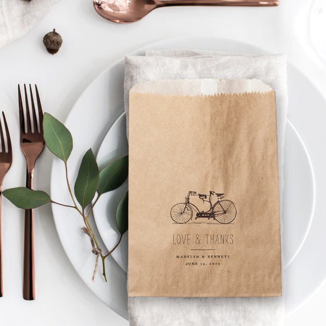Sacolinha Vintage Tandem Bicycle Weding Obrigado (Criador carregado)