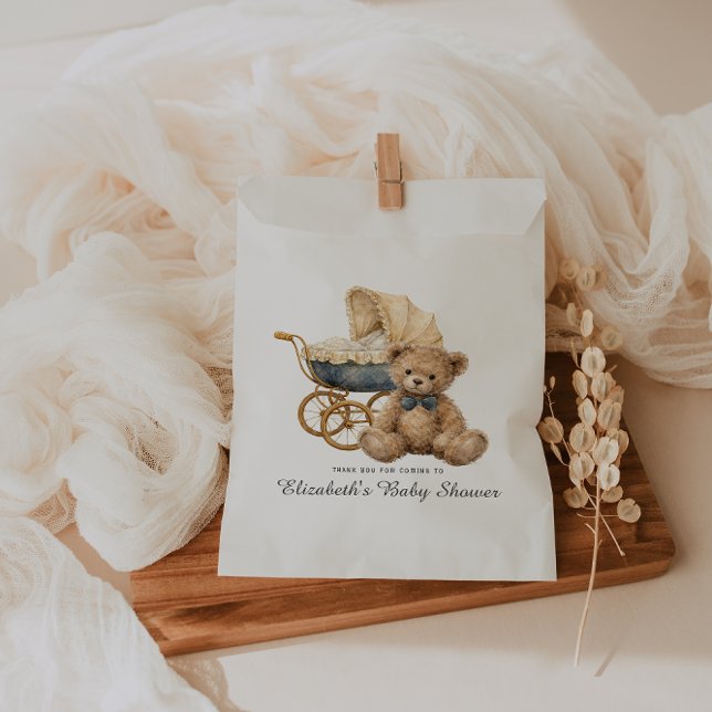 Sacolinha Vintage Teddy Bear Plaid Polo Baby Shower (Criador carregado)