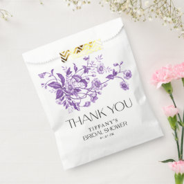 Sacolinha Vintage Toile Francês Roxo Chuveiro de Noiva Flora