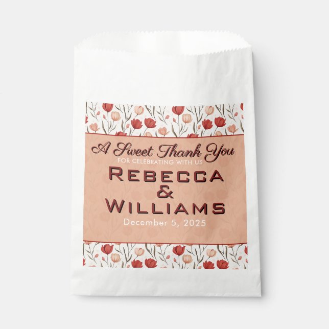 Sacolinha Vintage Tulip Destination Wedding Favor Bag (Frente)