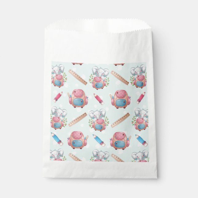 Sacolinha Voltar ao padrão de elefante escolar (Frente)