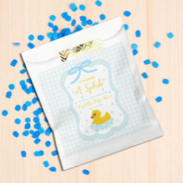 Sacolinha Water Droplets Gingham Boy Baby Shower Thank You