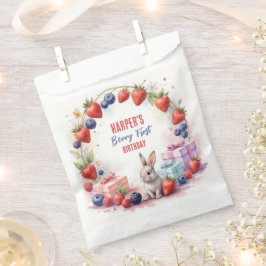 Sacolinha Watercolor Berry First Birthday Bunny and Gifts