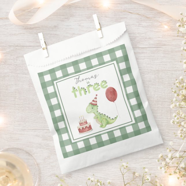 Sacolinha Watercolor Dinosaur 3rd birthday (Cortado)